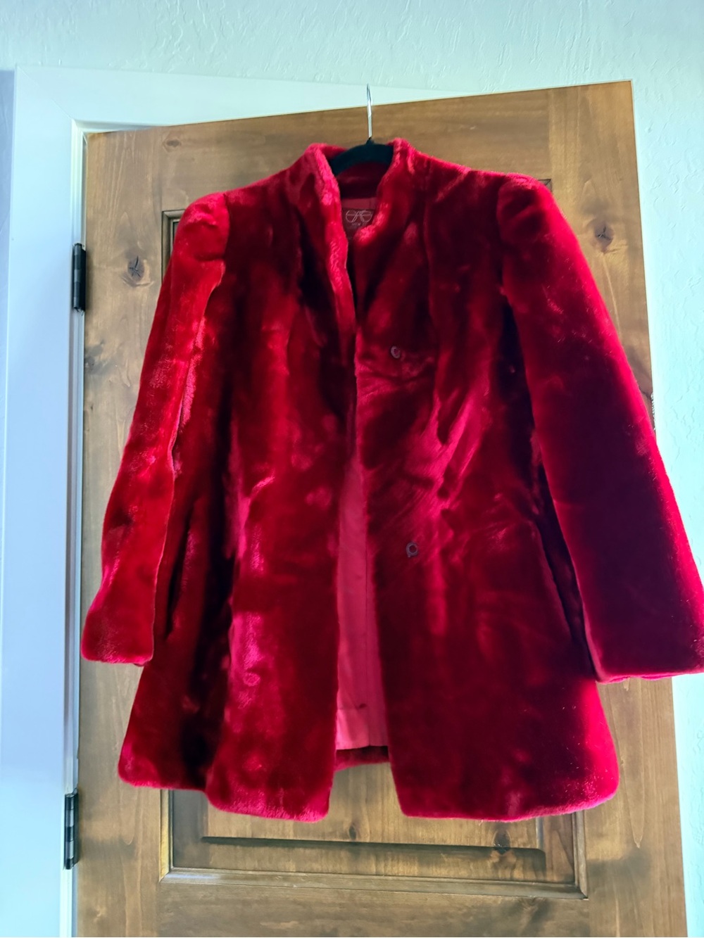 Red Faux Fur Coat - Women's Plush Winter Jacket